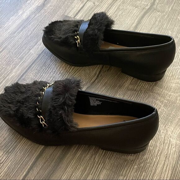 2/$30 A New Day Sal Faux Leather Fur Closed Loafers Black - Picture 4 of 12